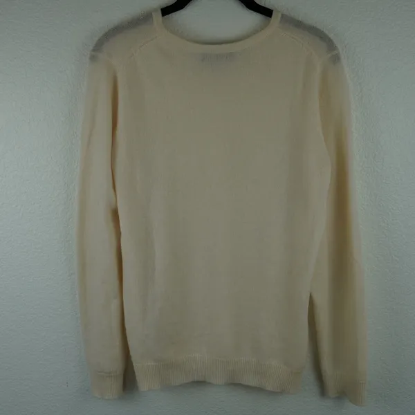 Charter Club Luxury 100% Cashmere Crew Neck Sweater Cream Womens‎ Medium - Image 2