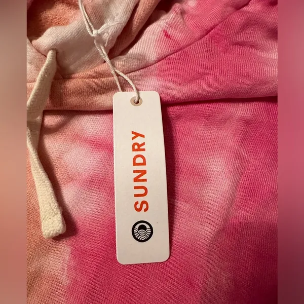 Sundry Marlyn French Terry Knit Hoodie - NWT - Size 4 (XL) Pink Tie Dye - Image 7