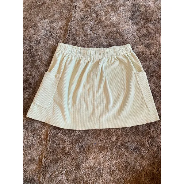 Don't Ask Why Brandy Melville Light Green Corduroy Button Front Mini Skirt OS - Image 4