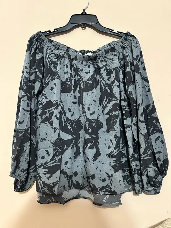 By Together Charcoal Gray Off Shoulder Blouse | Flowy Boho Top Size Small - Image 5