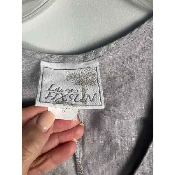 Women's La Fixsun Linen Tank Top Size S Gray - Vintage Hi -Low. Tie Sides - Image 2