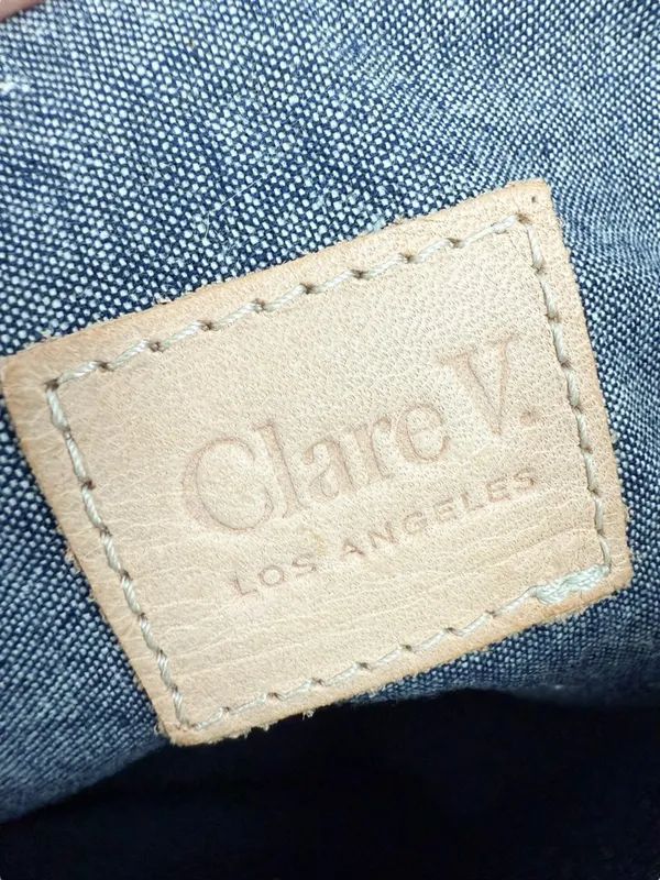 Clare V Polka Dot Denim Leather Foldover Clutch - Image 10