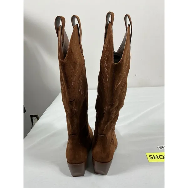 Womans Excellent Condition Knee High Western Style Boots Brown 7.5 Pointed Toe - Image 5