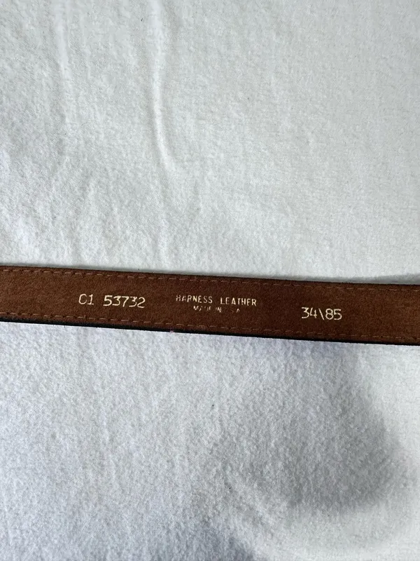 Harness Cowhide Vintage Leather Belt Womens Size 34 Brass Buckle Western Cowgirl - Image 6