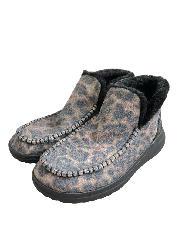 Hey Dude Denny Leopard Booties Women’s Size 11 Plush Faux Fur Comfy Cozy - Image 3