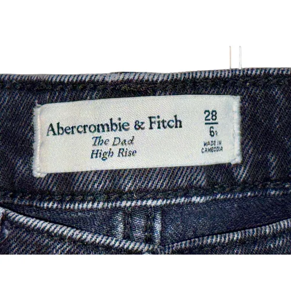 Abercrombie & Fitch Dad High Rise Black Denim Relaxed Straight Leg Jeans Sz 28 6 - Image 3
