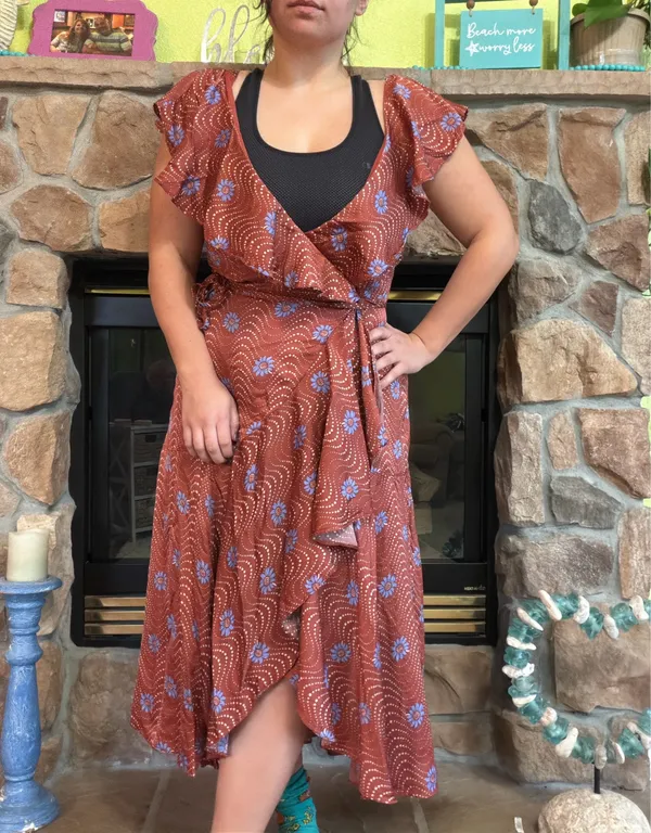 Anthropologie Ruffle-Sleeve Printed-Wrap Maxi - Image 9
