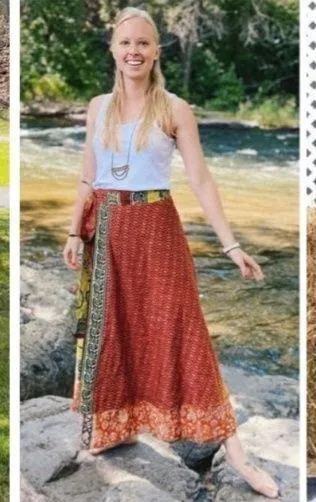 Boutique Reversible Maxi Wrap Skirt BINS402 - Image 5