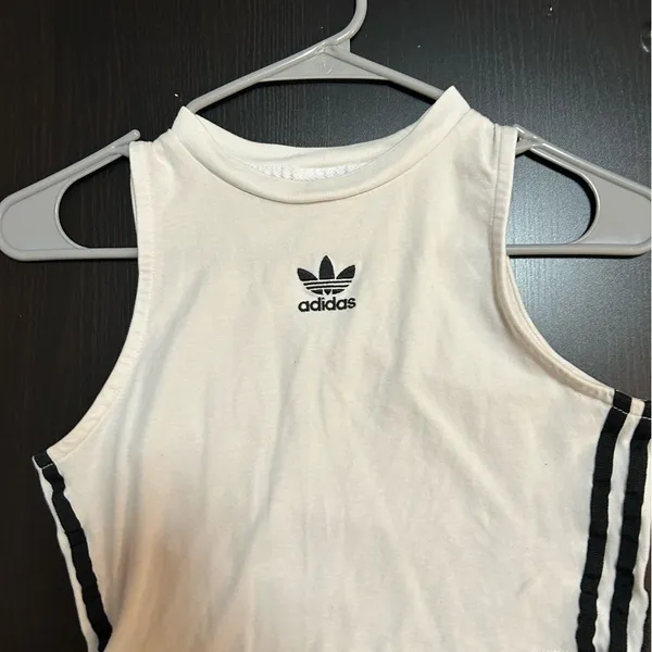 Adidas White Tank Top with Black Stripes - Image 7
