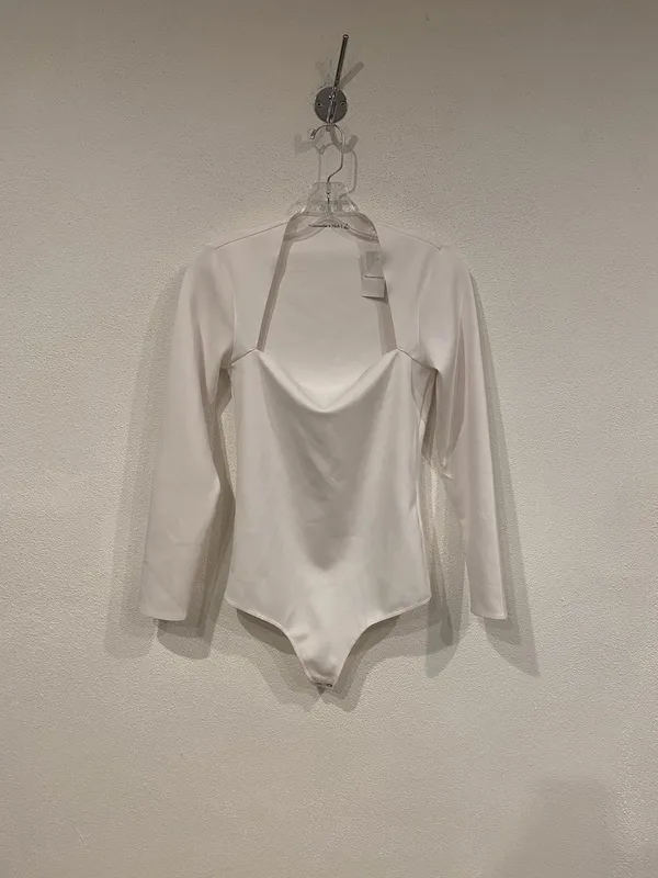 Abercrombie & Fitch Ava Bodysuit Womens Medium White Long Sleeve Strap - Image 2