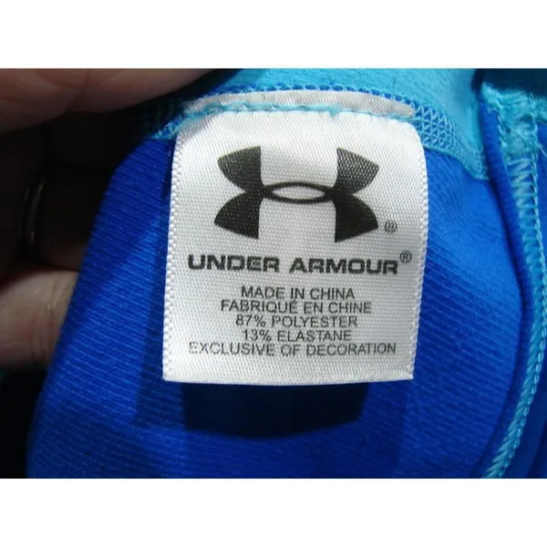 Womens Under Armour Snap Neck Pullover Fitted Sweatshirt Thumb Holes Blue Size L - Image 10