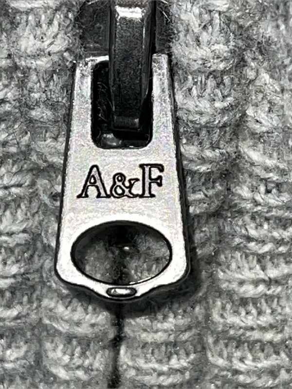 Abercrombie & Fitch Womens Full Zip Y2K Cable Knit Hoodie Size S Gray Preppy - Image 7