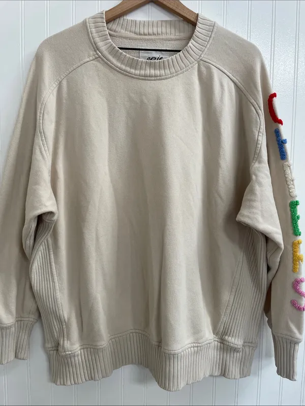 AERIE “Cheers” Down-To-Earth Sweatshirt in Soft Oat Size M - Image 7