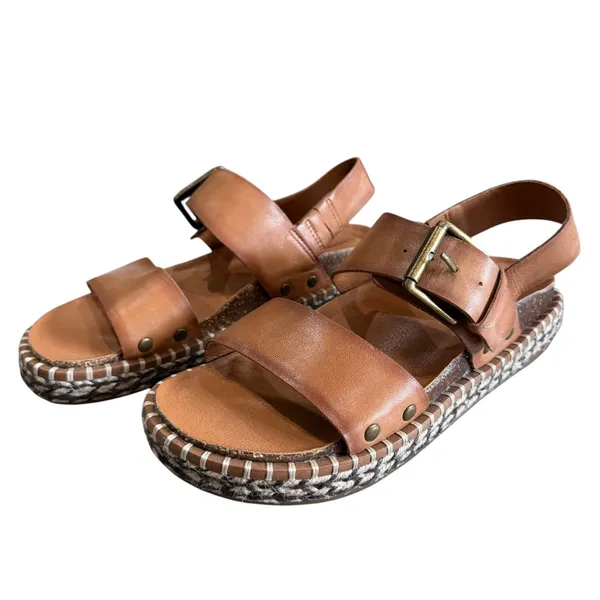 Lucky Brand Leather Sandals Women's 7M Brown Umora Platform Boho Indie Gypsy - Image 2