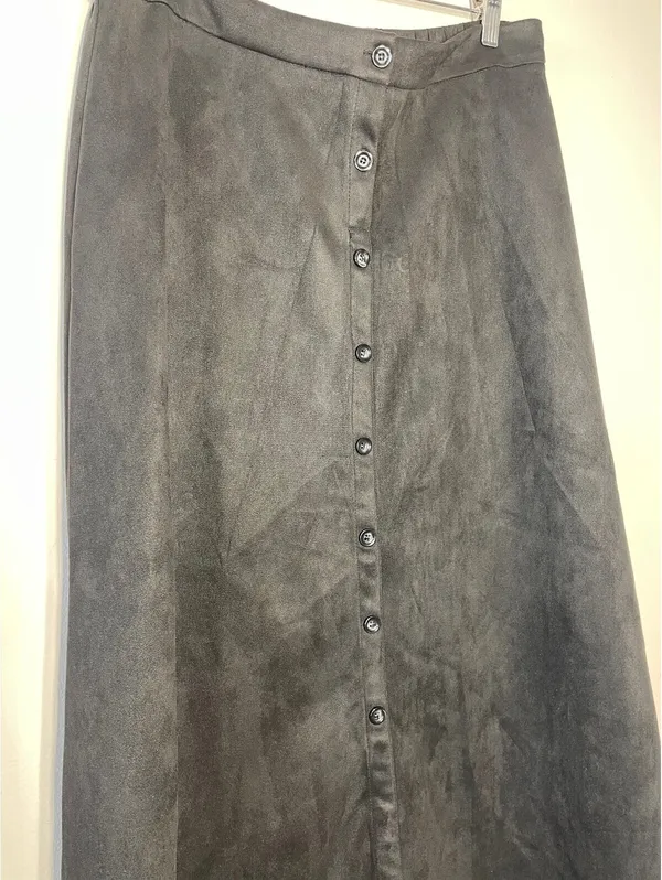 YAL New Black Faux Suede Fall Skirt Whimsigoth Grunge Y2K L - Image 4