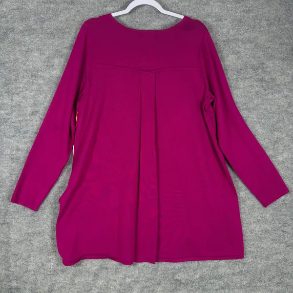 Tahari Size-1X Woman Tunic Top Magenta Purple High Low Knit - Image 2