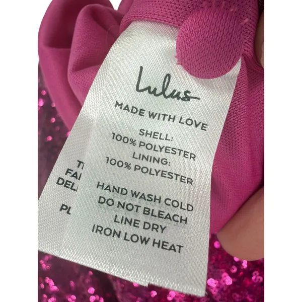NWT Lulus Womens Hilaria Fuchsia Sequin Bodycon Mini Dress Size Large - Image 13