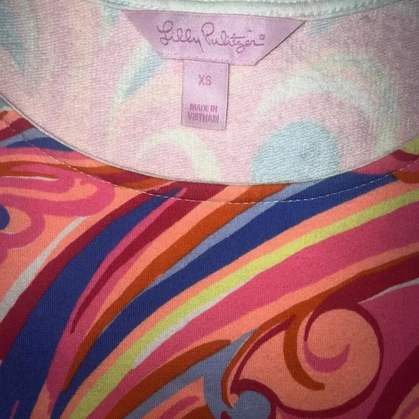 Lilly Pulitzer Multi Reef Retreat Whiting Shift Dress Stretch Terry Knit XS - Image 9