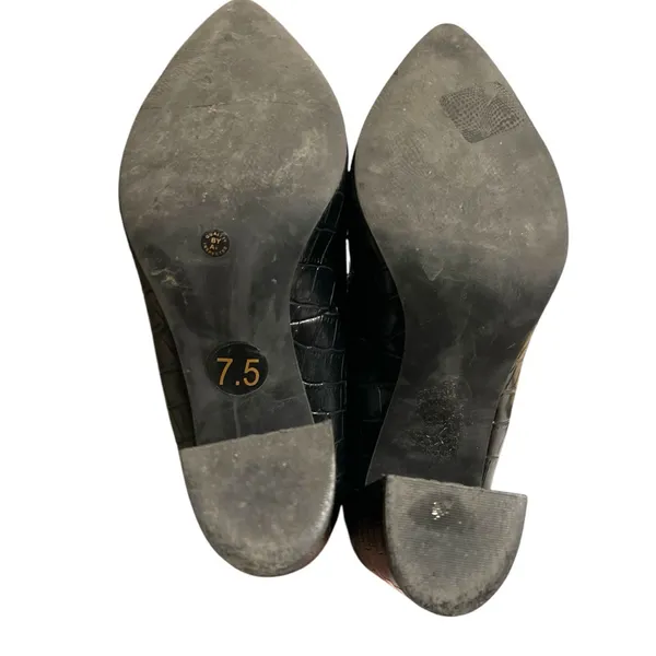Liz Claiborne Elegant Black Crocodile Pattern chunky Heels! Ntn - Image 8