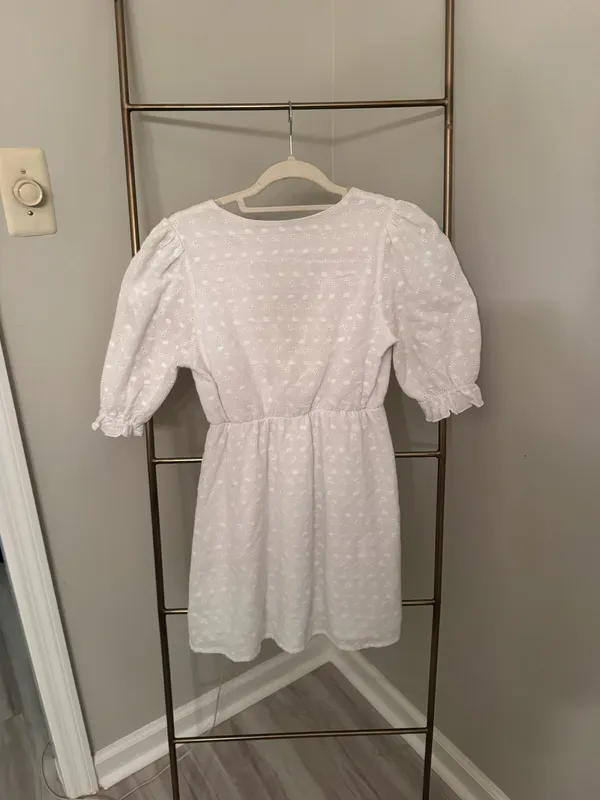 Blue Blush White Puff Sleeve Mini Dress - Image 5