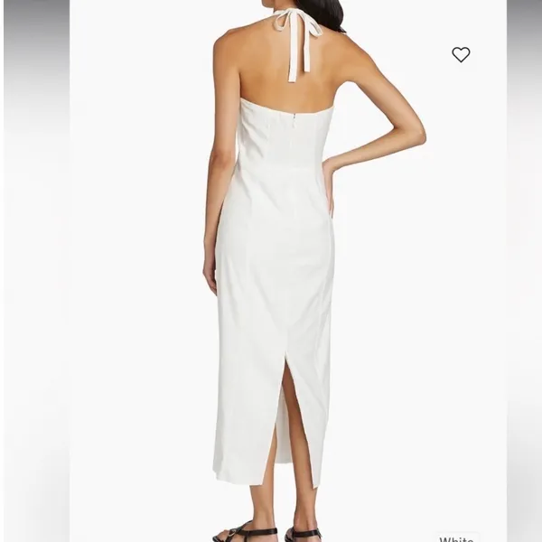 Reformation | NWT Women's White Halter Midi Smocked Bessi Cocktail Dress, Size 2 - Image 2