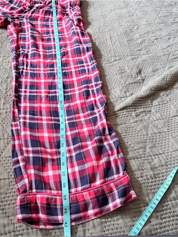 J.Crew Plaid Pajama Flannel Set Women Small Red Navy Blue Cotton NWOT - Image 11