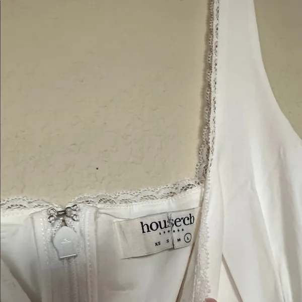 House of CB 'Perle’ White Lace Trim‎ Midi Dress NWOT size L - Image 7