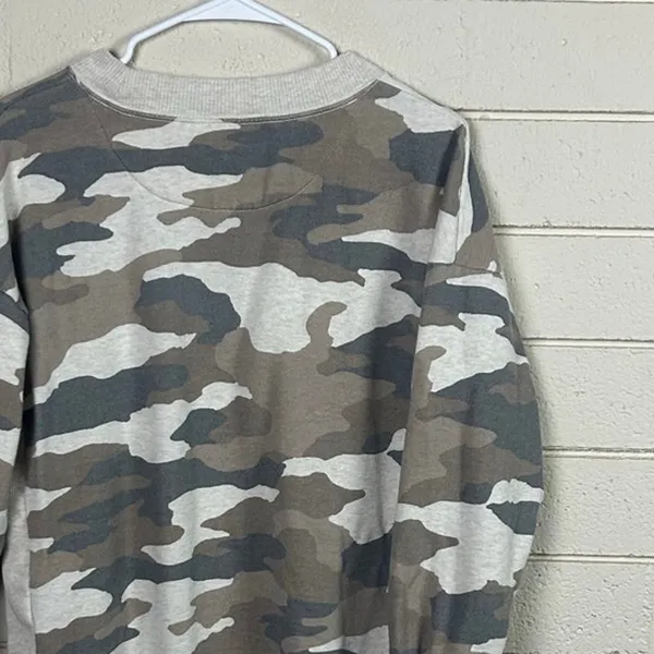 Aerie Good Vibes Gray Camo Oversized Crewneck Sweatshirt size S - Image 8