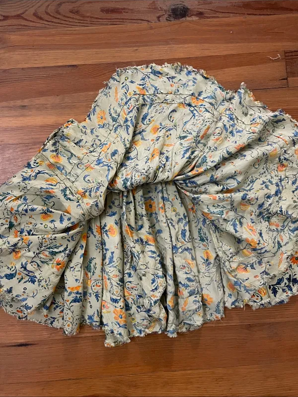 Free People FP One Third Charm Floral Print Tiered Mini Skirt Boho Viscose - Image 4