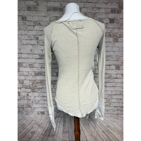 FREE PEOPLE We the Free' Thermal Long Sleeve Top XS‎ IVORY boho - Image 2