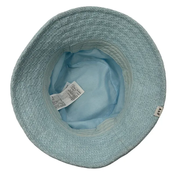 Abercrombie Fitch Womens Light Baby Blue Knit Bucket Hat‎ Trendy Y2K Streetwear - Image 3