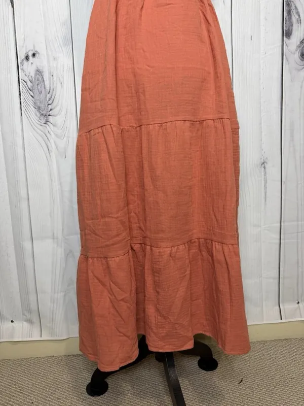 New In Maxi Dress Sz L Light Rust Red Open Back Ladder Strap Smocked Front NWT - Image 3