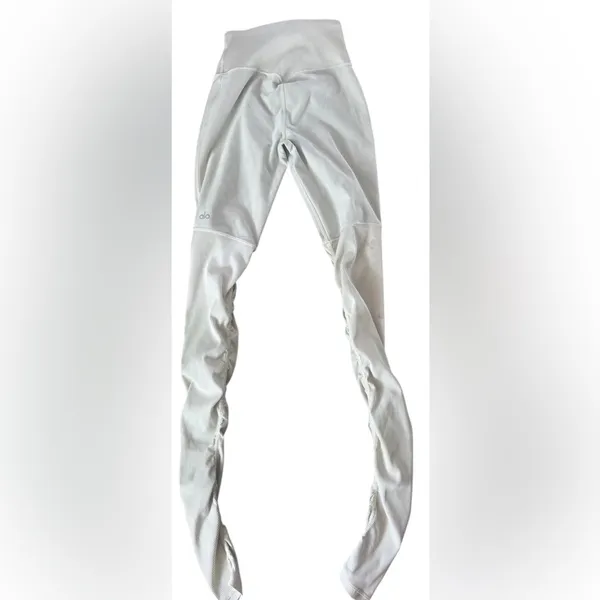 ALO YOGA Cinched Leg High Waist Beige Leggings size XXS Stretch Gym Dance 32" - Image 2