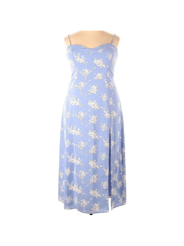 $130 Abercrombie & Fitch Blue Floral Camille Dress in XLT - Image 5