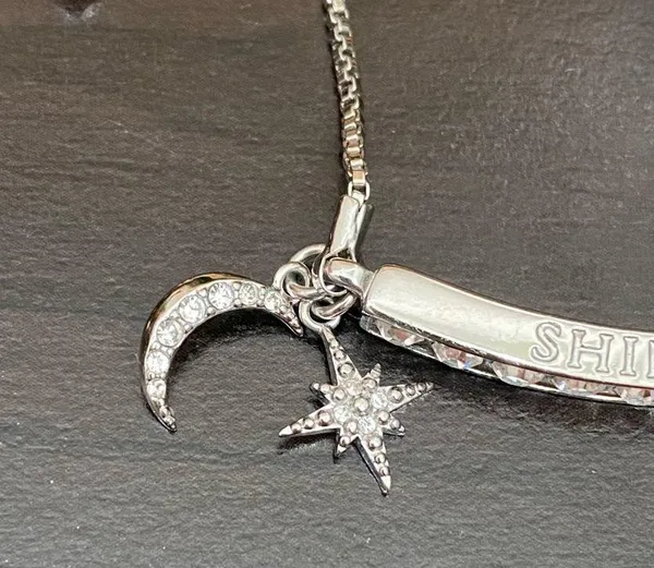 Shine Bright Swarovski Element SilverPlated Celestial Star Moon Slider Bracelet - Image 4