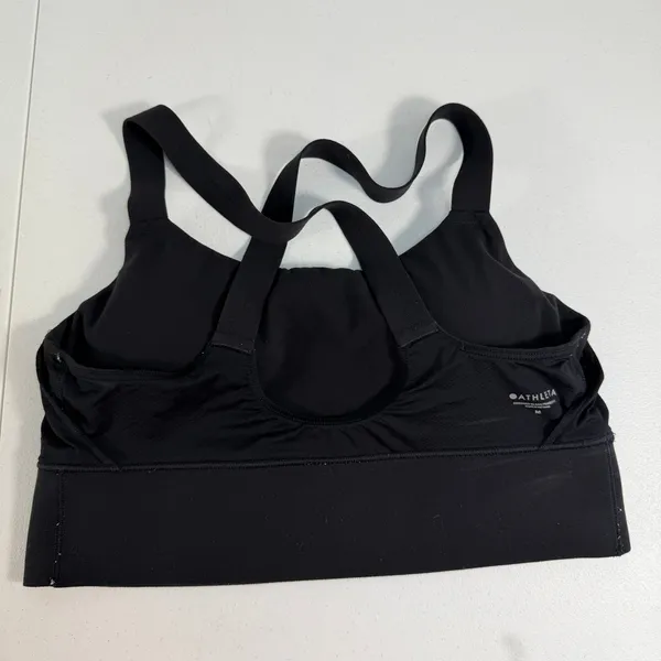 Athleta M Medium Sports Bra Seamless Low Impact Padded‎ Black Cross Back Women's - Image 9