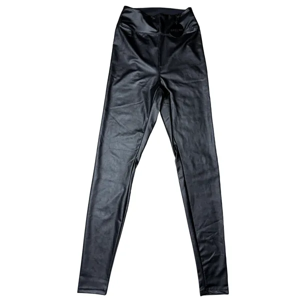 Offline By Aerie Real Luxe Faux Leather Hi Rise Leggings Size XS Black Biker New - Image 3