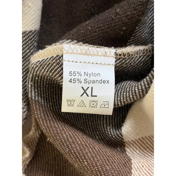 Womens XL Brown Cream Plaid Flannel Shacket Oversized Button Down Shirt - Image 8