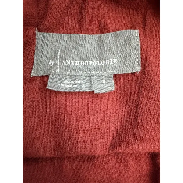 Anthropologie Burgundy Embroidered Smocked Tie‎ Strap Boho Cami Top SM Peasant - Image 5