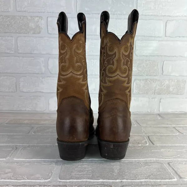 Justin Boots Cowboy Boots Bay Apache Womens Girls 5 Brown‎ Leather Western Embroidered - Image 4