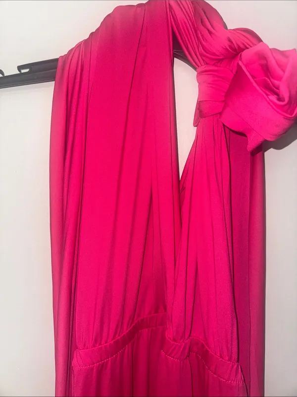 Halter Convertible Multi Way Spaghetti Strap Wedding Cocktail Maxi Gown Pink Size XL - Image 6