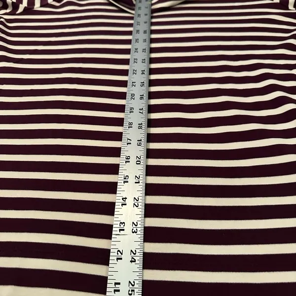 L.L. Bean Maroon and White Striped Cowl Neck - Image 7