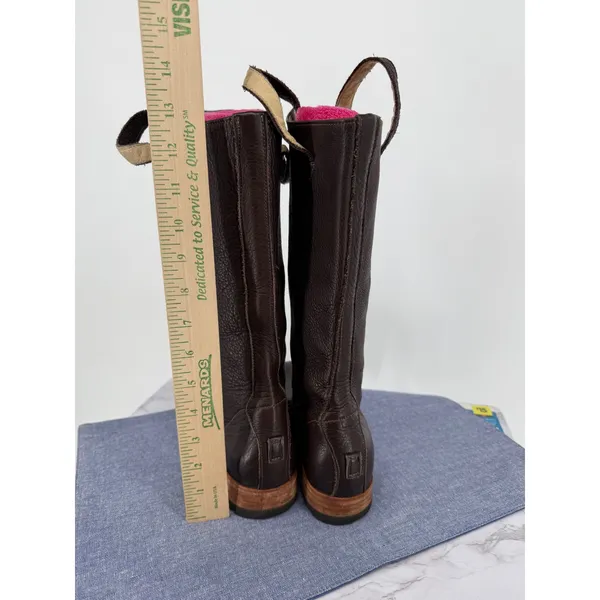 Jim Barnier Anthropologie Brown Leather Calf Boots‎ Sz 6 Lug Sole Pull On - Image 4