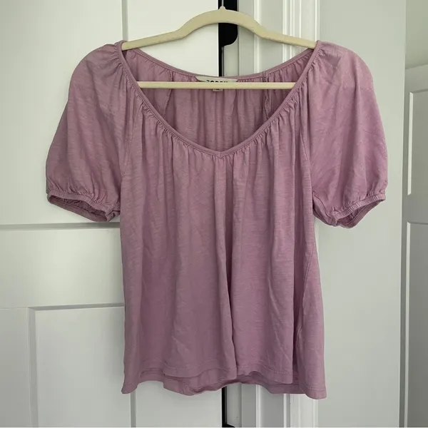 Boden‎ Purple Cotton V Neck Top Size 4 - Image 2