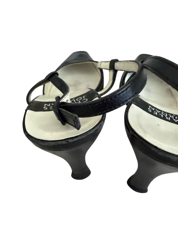 CHARLES JOURDAN Vintage Black Leather Slingback Heels Size 6.5 - Image 3