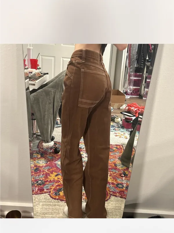 Brandy Melville John Galt Brown Carpenter Pants - Size S - Adjustable Waist - Image 7
