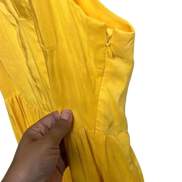 495. Antonio Melani sun yellow v neck Linen blend maxi dress size 4 - Image 3