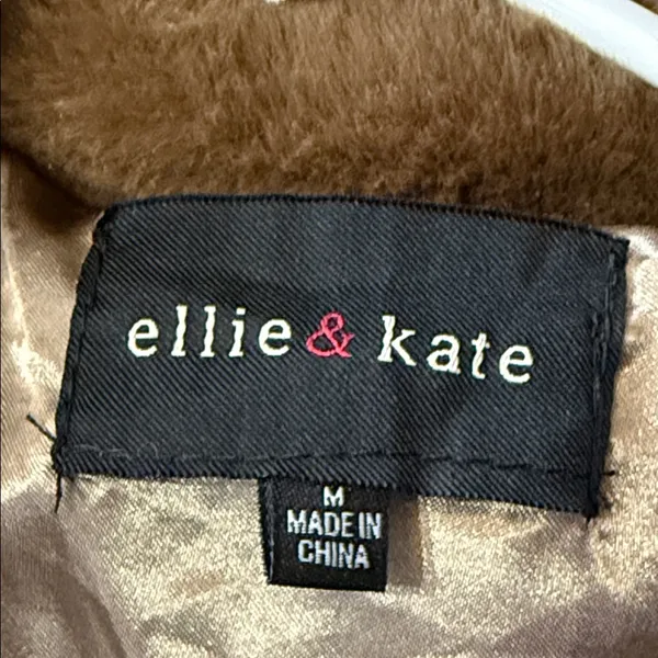ELLIE & KATE Brown Faux Fur Teddy Bear Jacket Coat NWT Size Medium - Image 8