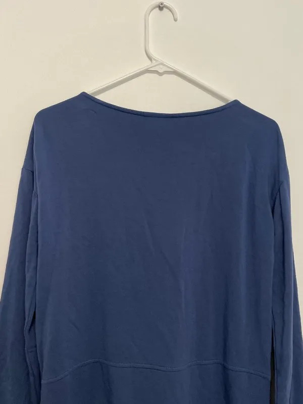 J. JILL Solid Blue Boat Neck Long Sleeve Fleece Lined Side Zip Zippers Tunic Top - Image 13