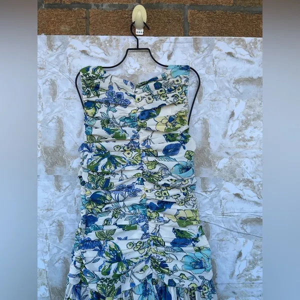 Abercrombie & Fitch High Neck Ruched Tiered Maxi Dress size XS - Image 9